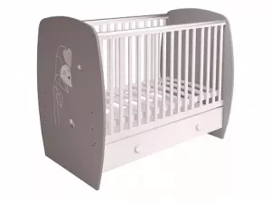 Детская кроватка Polini Kids French 710 Amis с ящиком (белый/серый) фото