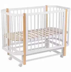 Детская кроватка Polini Kids Simple 350 (белый/натуральный) фото