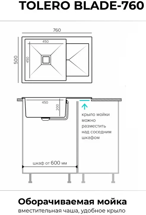 Кухонная мойка Polygran Blade 760 (серый) фото