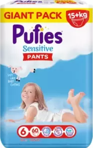 Подгузники-трусики Pufies Pants Sensitive Extra Large 15+кг (60 шт) фото