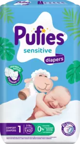 Подгузники детские Pufies Sensitive Newborn 2-5 кг (43 шт) фото