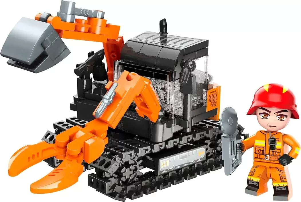 Конструктор Qman Пожарный трактор-манипулятор / 12021q/12021-2 176эл фото