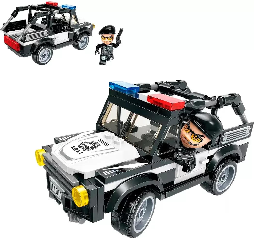 Конструктор инерционный Qman Полицейский на машине / 11011q/11011-1 фото