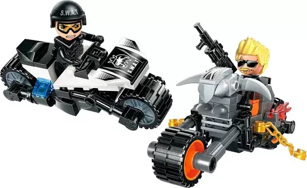 Конструктор инерционный Qman Противостояние на мотоциклах / 11011q/11011-3 фото