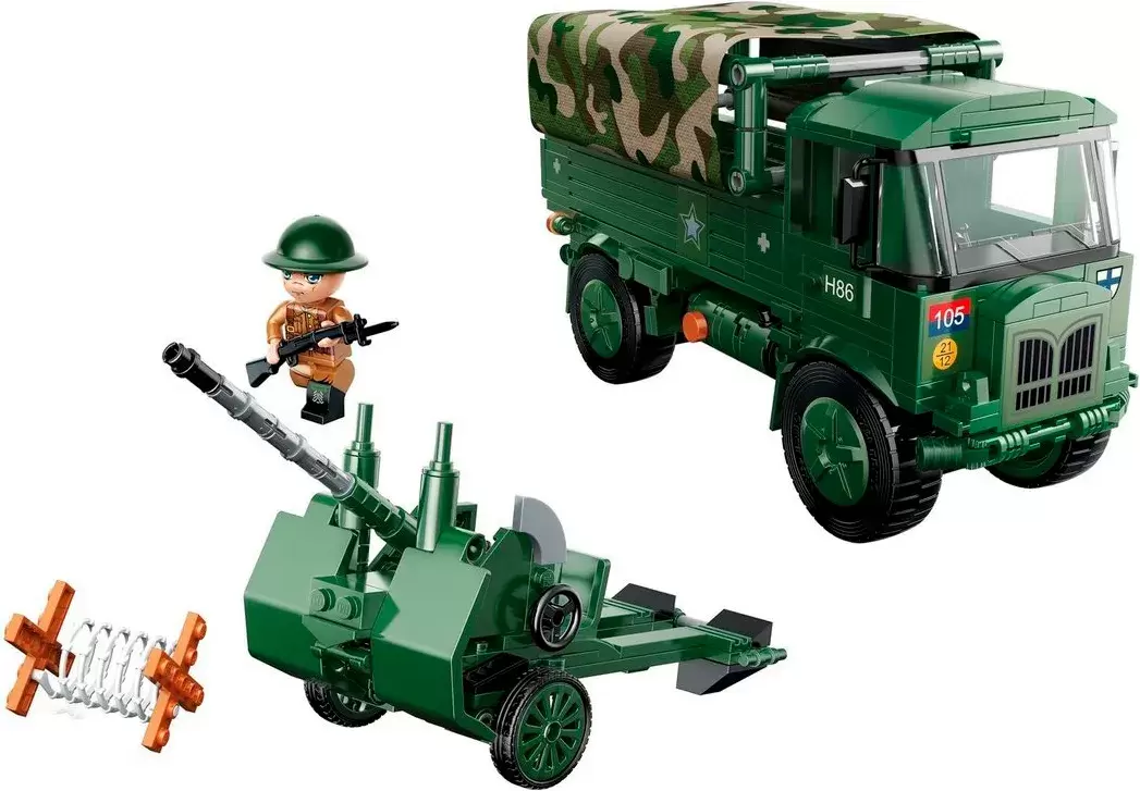 Конструктор Qman Военный грузовик с пушкой / 21024q фото