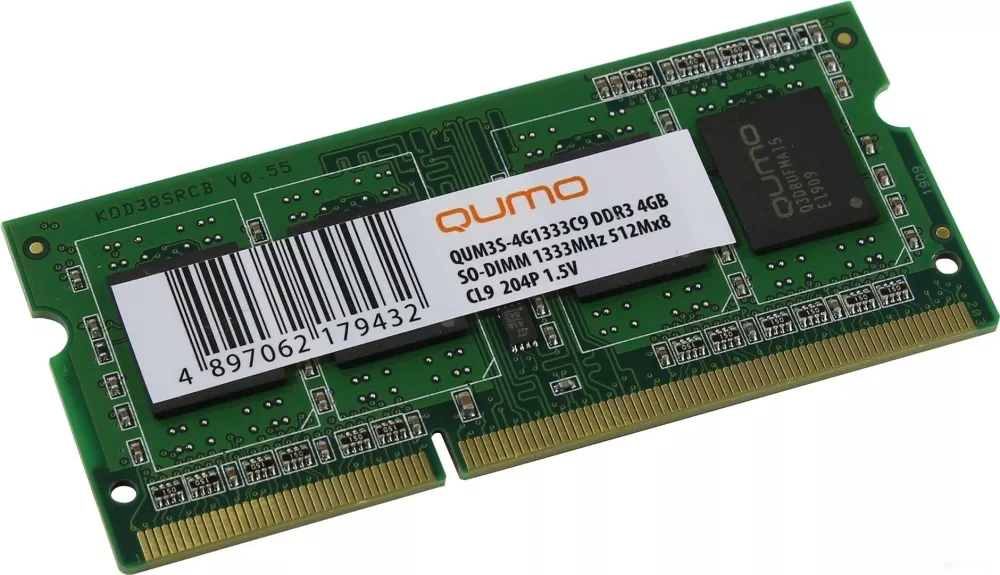 Модуль памяти Qumo 4GB DDR3 SODIMM PC3-10600 QUM3S-4G1333C9 фото