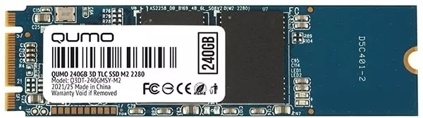 Внутренний SSD накопитель Qumo Novation TLC 3D 240Gb Q3DT-240GMSY-M2 фото