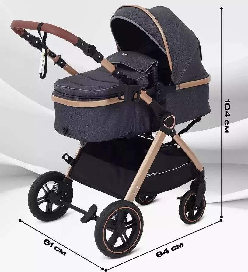 Детская универсальная коляска Rant Basic Roller Gold RA161 (2 в 1, grey) фото