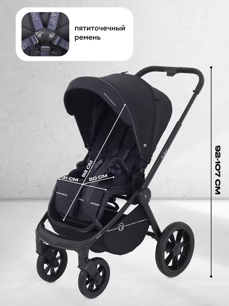 Детская универсальная коляска Rant Flex 2 в 1 RA076 (Black) фото