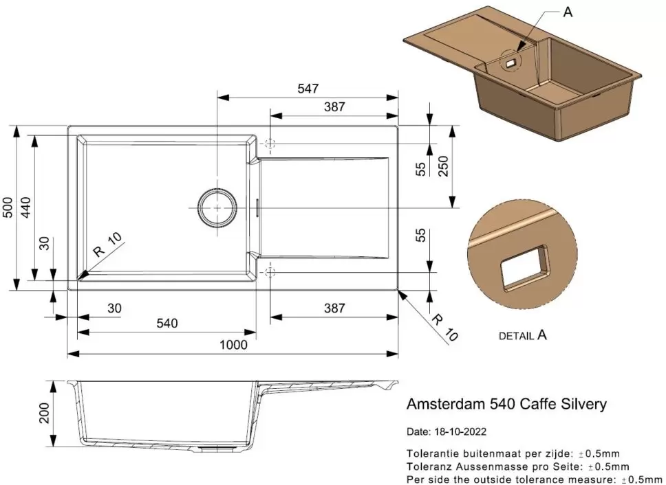 Кухонная мойка Reginox Amsterdam 540 Caffe Silvery фото