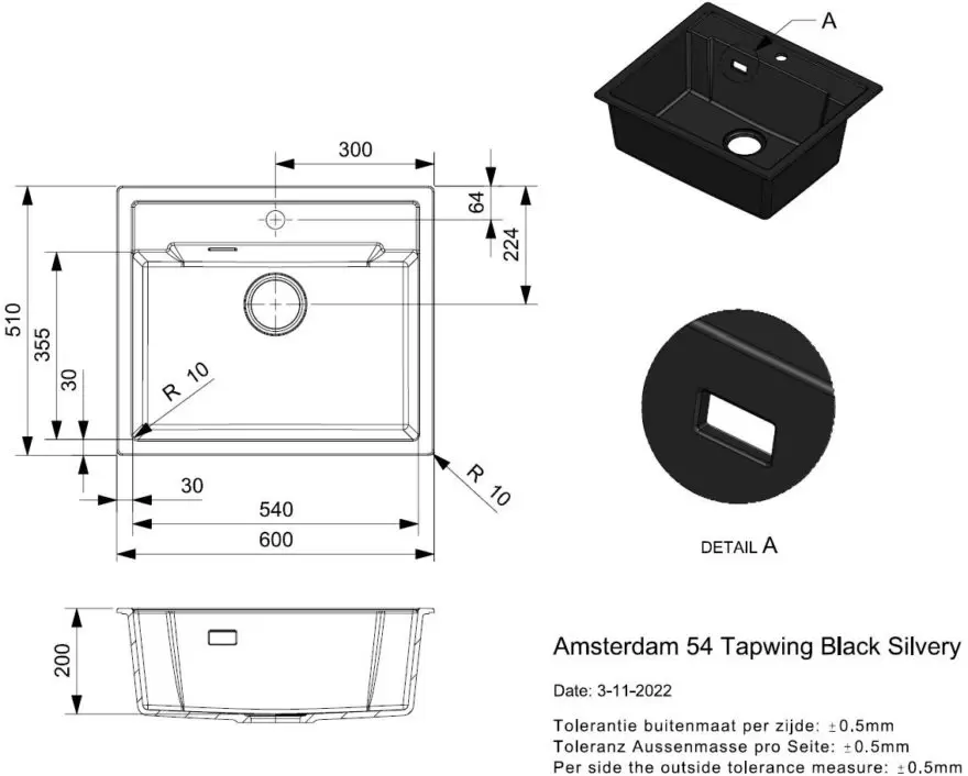 Кухонная мойка Reginox Amsterdam 54 Tapwing Grey Silvery фото