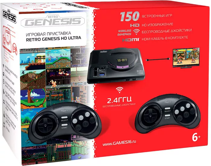 Retro Genesis HD Ultra (2 геймпада, 150 игр)