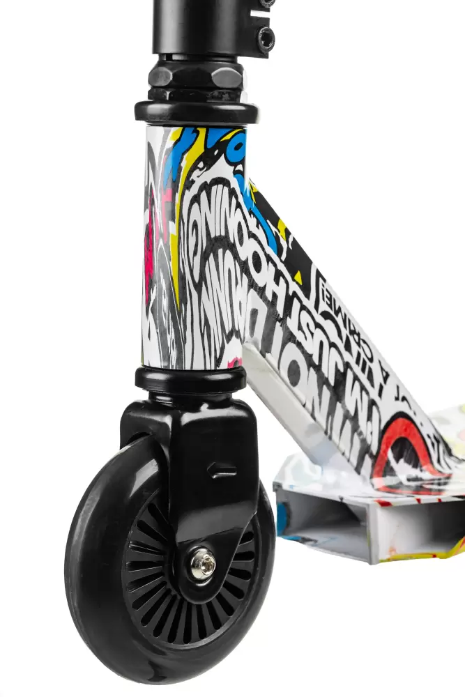 Трюковый самокат Ricos Blaze JL-301P (черный/граффити желтый) фото