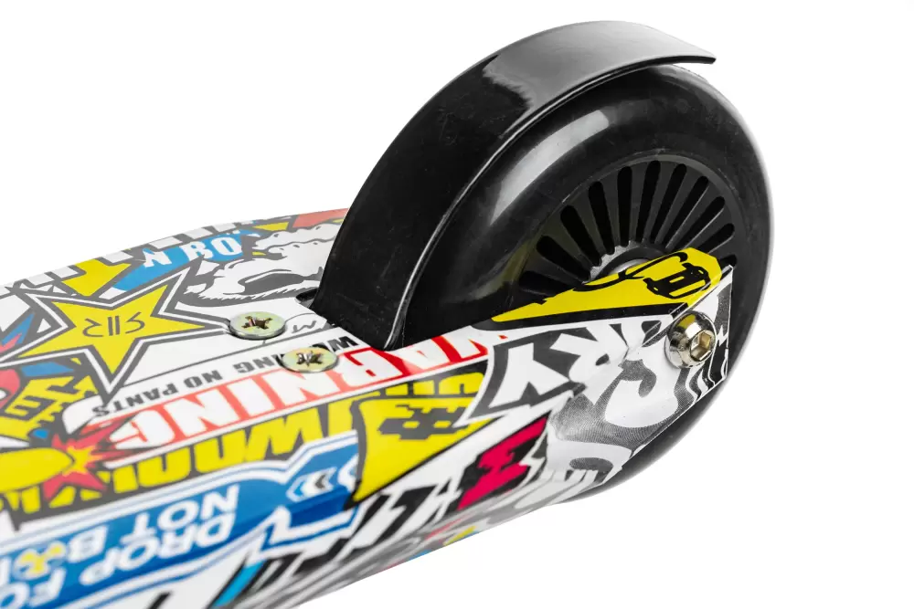 Трюковый самокат Ricos Blaze JL-301P (черный/граффити желтый) фото