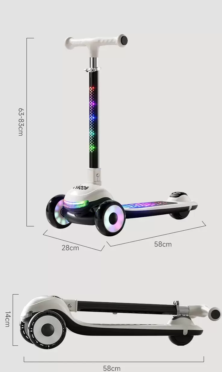 Трехколесный самокат Ricos Firefly JK-168 (черный/белый) фото