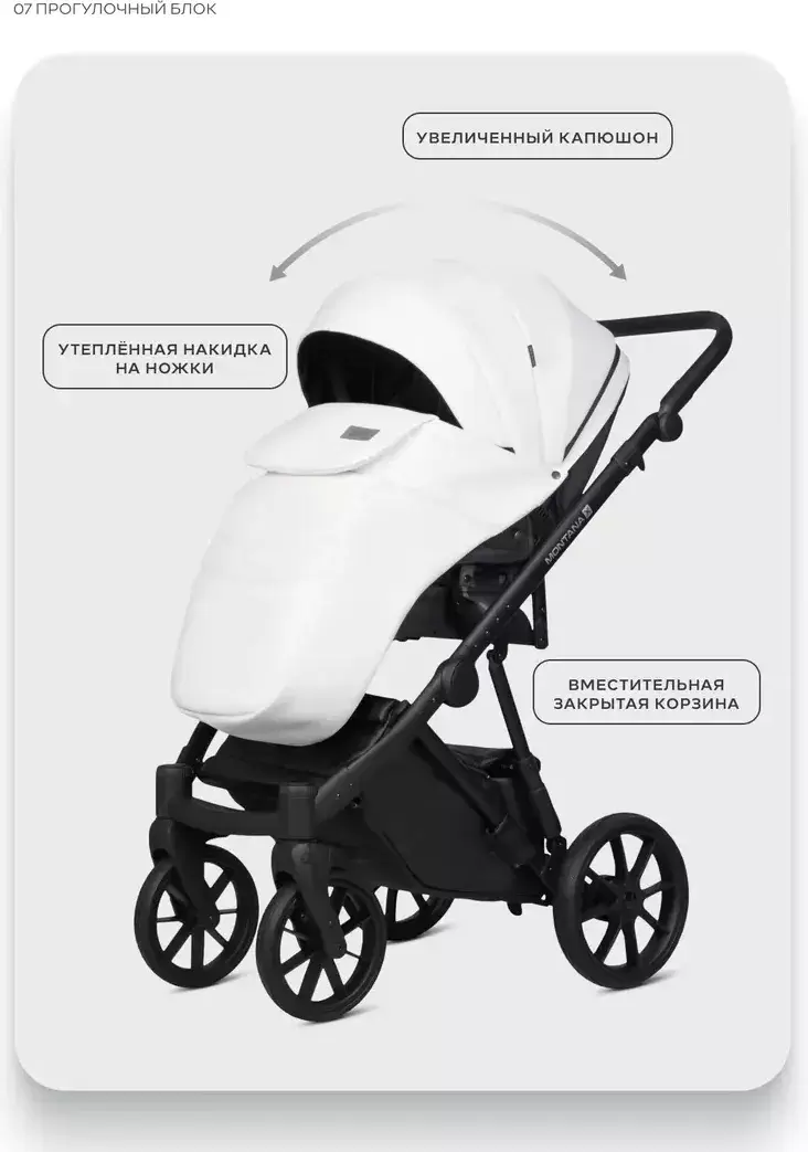 Детская универсальная коляска Riko Montana X Ecco 2 В 1 Basic 11 (белый) фото