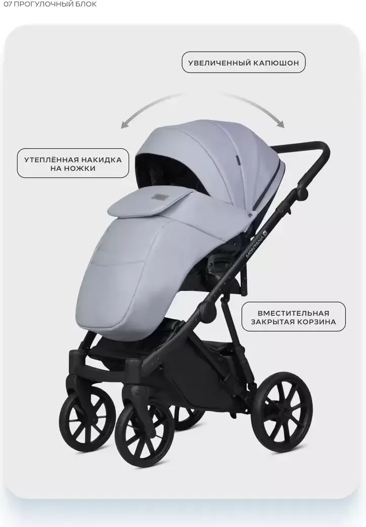 Детская универсальная коляска Riko Montana X Ecco 2 В 1 Basic 23 (серый) фото