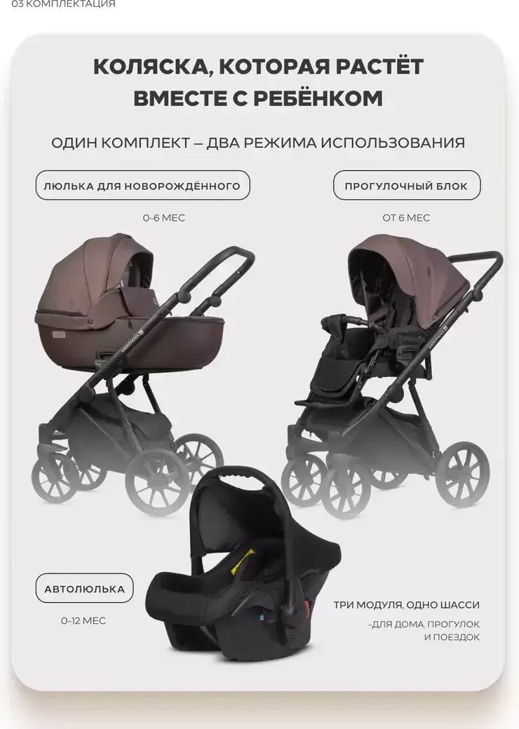 Детская универсальная коляска Riko Montana X Plus 3 в 1 Basic (коричневый) фото