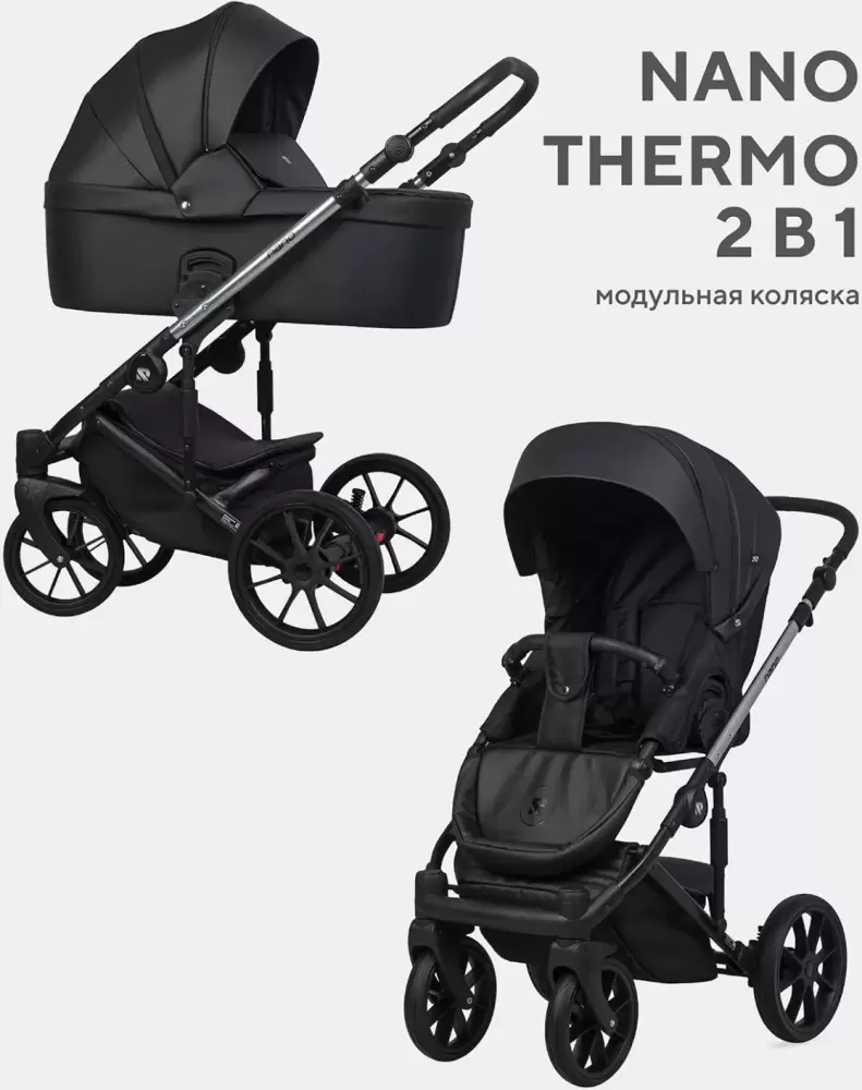 Детская универсальная коляска Riko Nano Thermo Ecco 2 в 1 (черный) фото