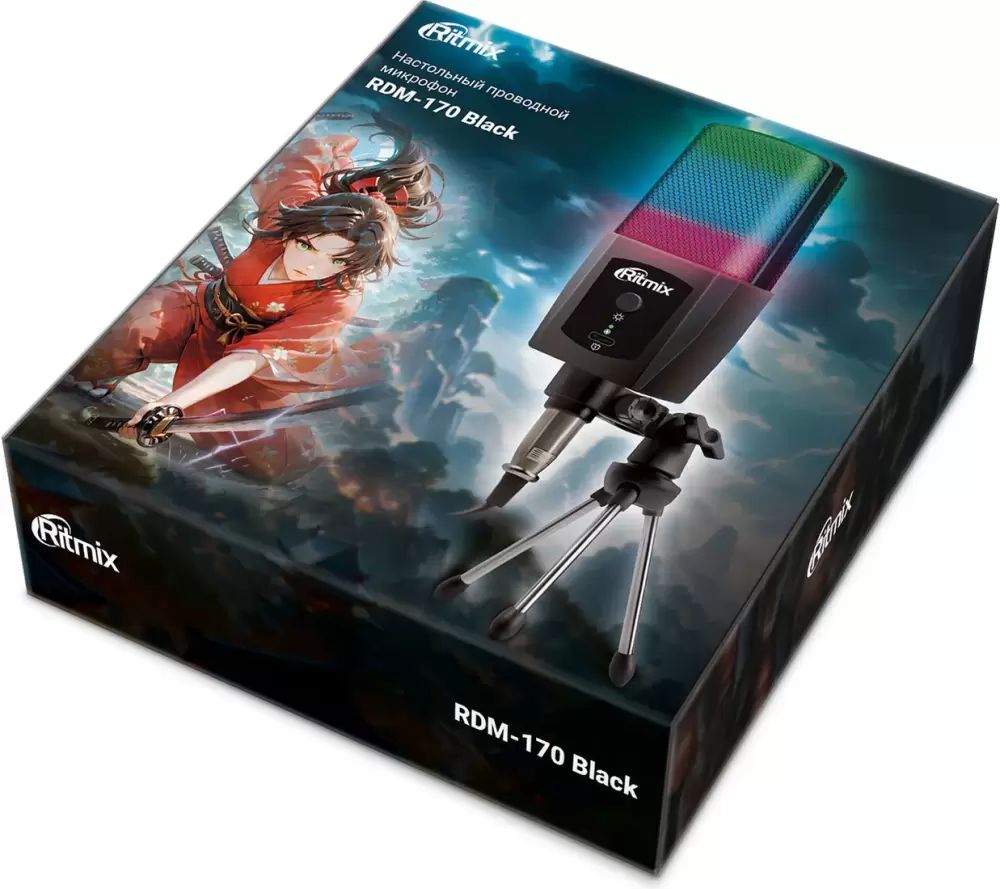 Проводной микрофон Ritmix RDM-170 (черный) фото