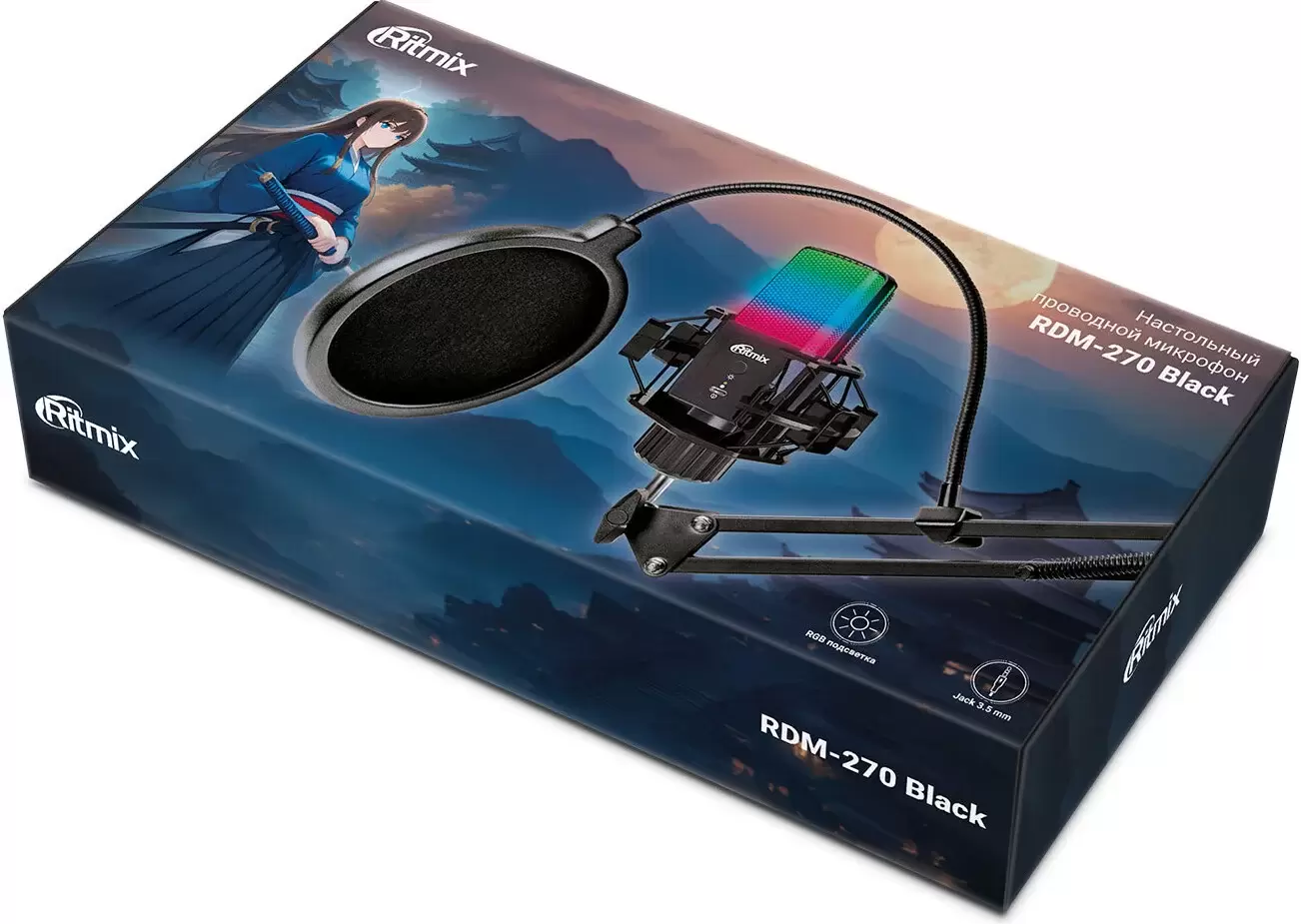 Проводной микрофон Ritmix RDM-270 (черный) фото