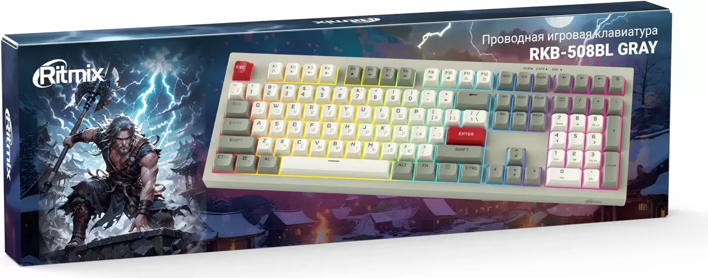 Клавиатура Ritmix RKB-508BL (серый/белый) фото 3