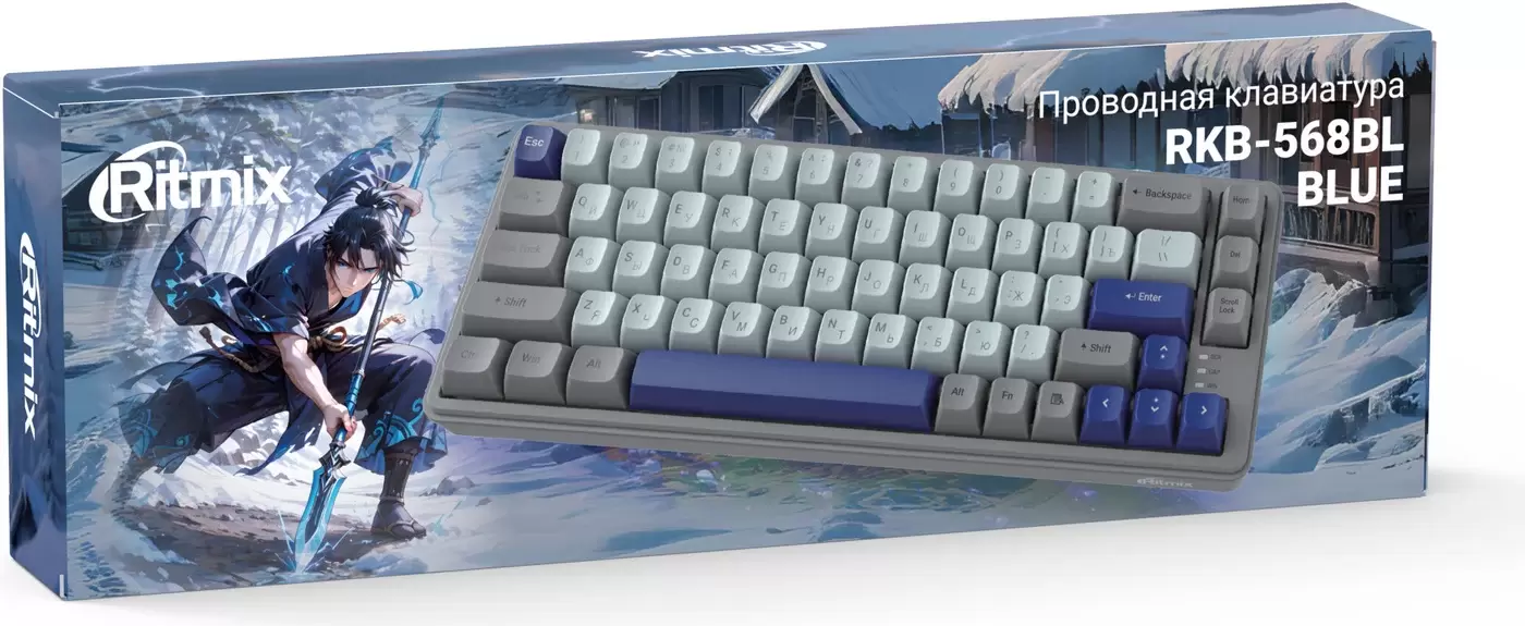 Клавиатура Ritmix RKB-568BL (серый/голубой) фото 4