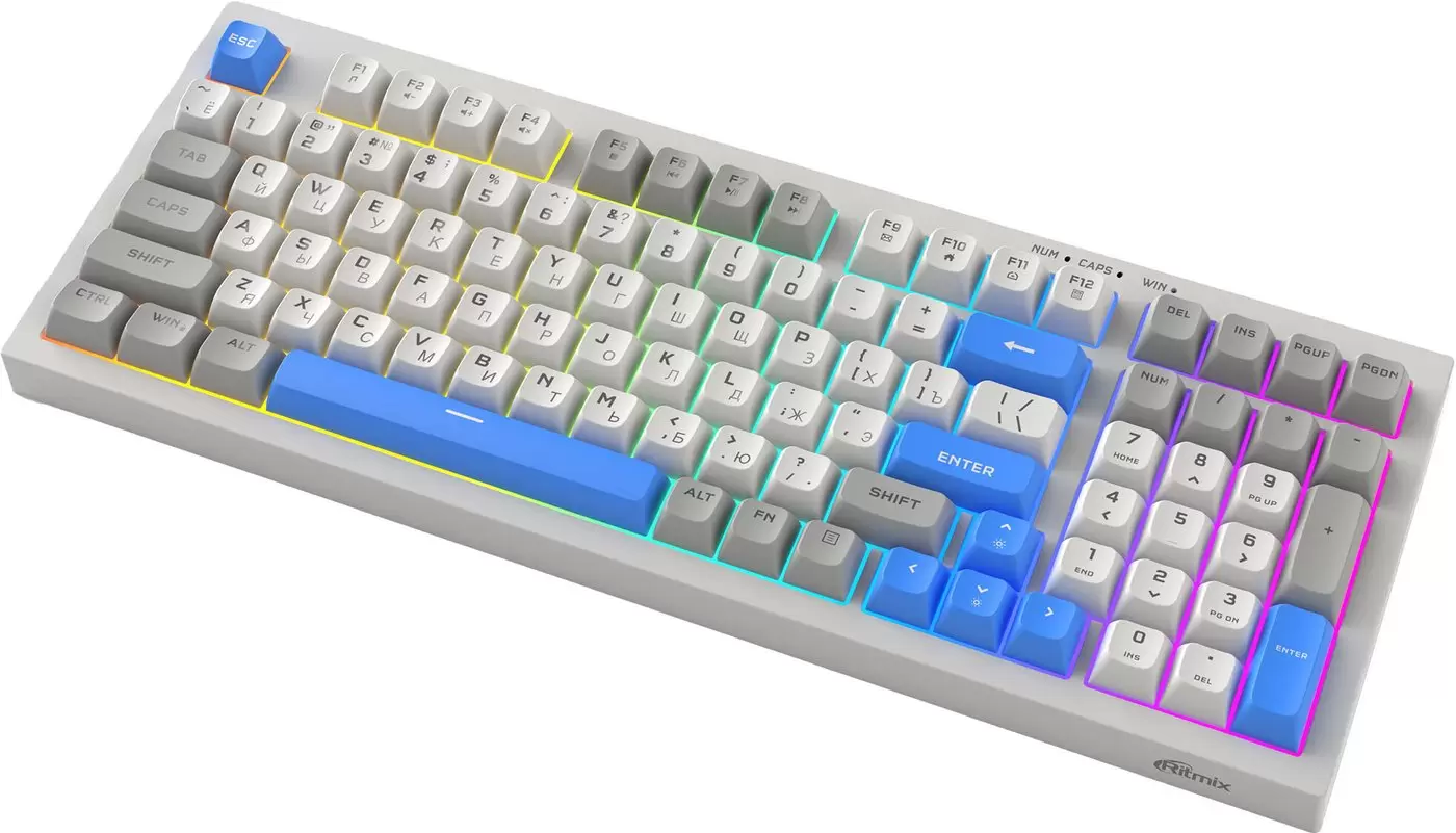 Клавиатура Ritmix RKB-598BL (серый/белый) фото 3