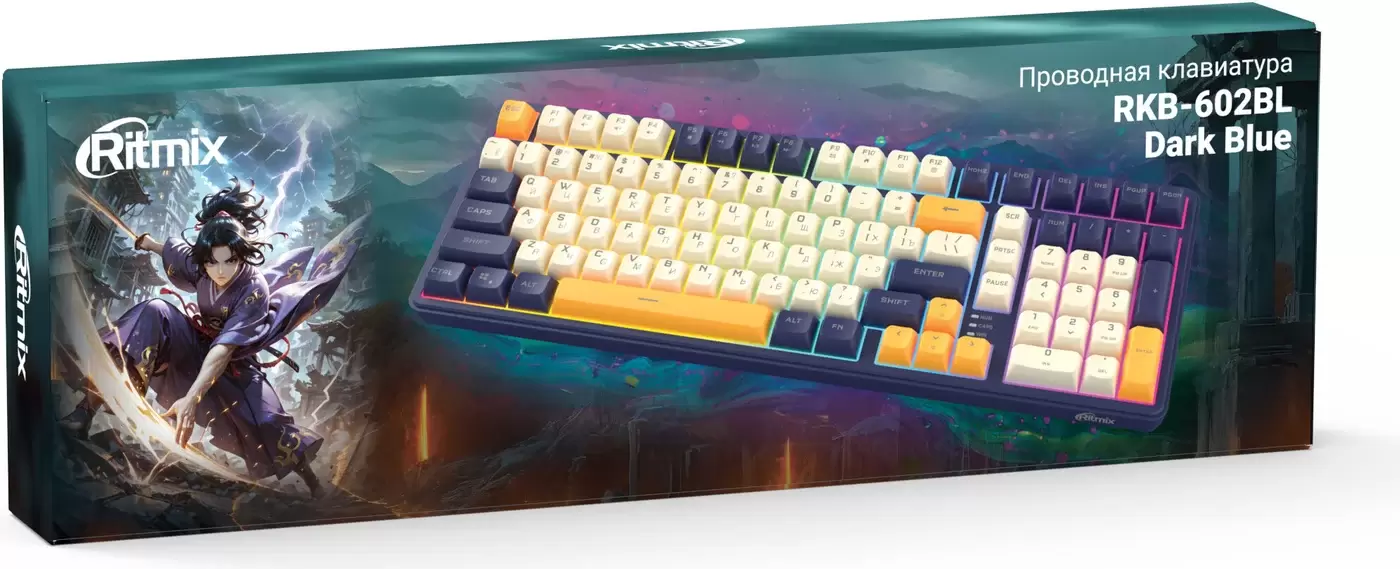 Клавиатура Ritmix RKB-602BL (синий/бежевый) фото 4