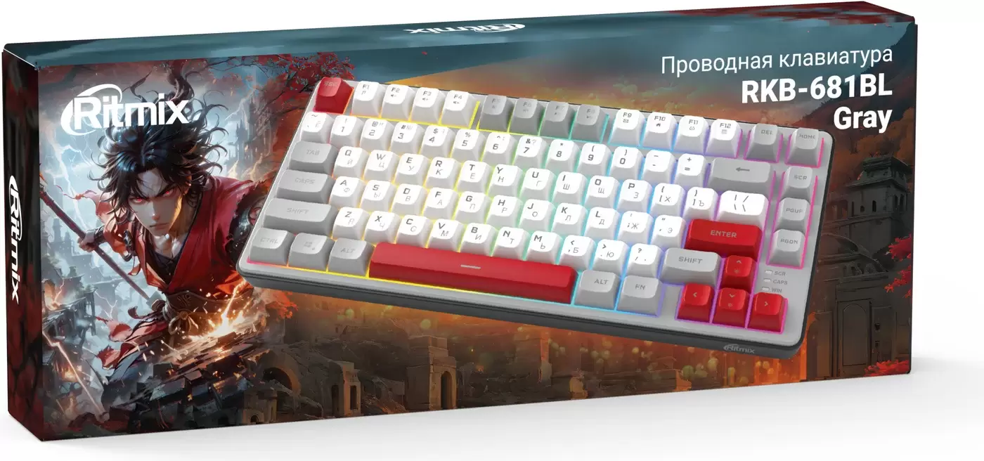 Клавиатура Ritmix RKB-681BL (серый/белый) фото 4