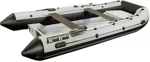 Надувная лодка RiverBoats RB-430 RIB со встроенным рундуком, серо-черная фото