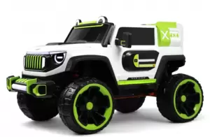 Детский электромобиль RiverToys Jeep Rubicon E007EE (бело-зеленый) фото