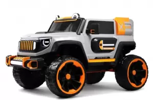 Детский электромобиль RiverToys Jeep Rubicon E007EE (серо-оранжевый) фото