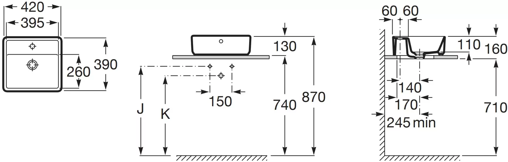 Умывальник Roca The Gap Square A3270MM000 фото