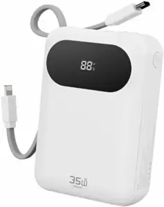 Портативное зарядное устройство ROCK Y11 Mini Series Power Bank with Cable 20000mAh 35w (белый) фото