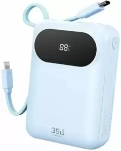 Портативное зарядное устройство ROCK Y11 Mini Series Power Bank with Cable 20000mAh 35w (голубой) фото