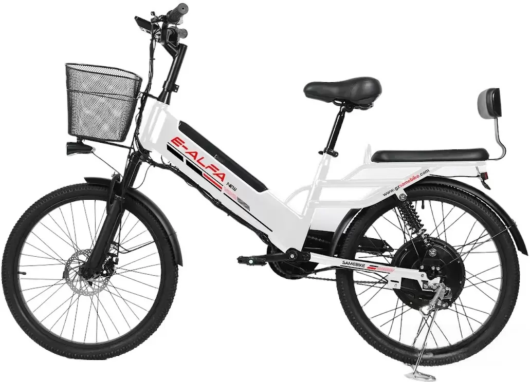 Электровелосипед Samebike Е-Alfa New со стальной рамой SB-E-ALFA350-36/10 (белый) фото 2