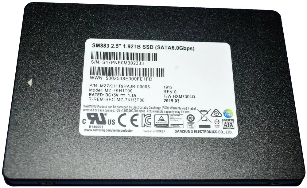 Жесткий диск SSD Samsung SM883 (MZ7KH1T9HAJR) 1.92Tb фото 5