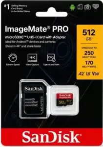 Карта памяти SanDisk ImageMate Pro microSDXC SDSQXBJ-512G-AWGKA 512GB (с адаптером) фото