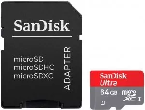 Карта памяти SanDisk Ultra microSDXC 64Gb Class 10 UHS-I U1 + SD адаптер (SDSDQUI-064G-U46) фото