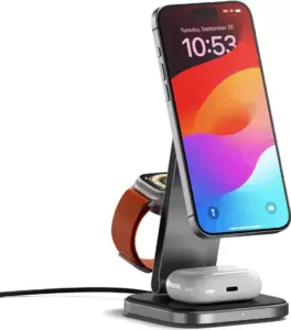 Беспроводное зарядное Satechi 3-in-1 Foldable Qi2 Wireless Charging Stand