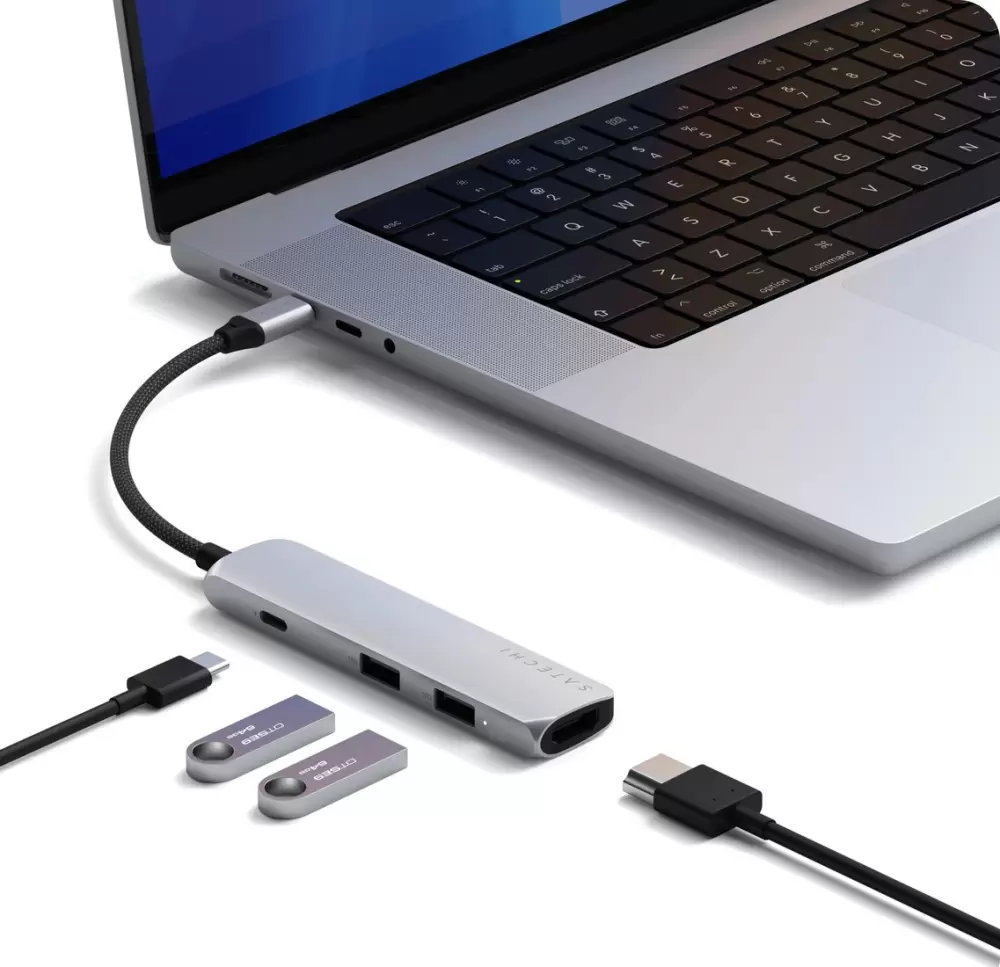 Док-станция Satechi 4-in-1 USB-C Slim Multiport Adapter 4K ST-P4SS (серебристый) фото