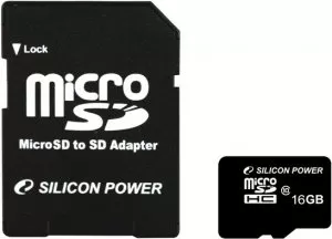 Карта памяти Silicon Power microSDHC 16Gb (SP016GBSTH010V10-SP) фото