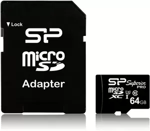 Карта памяти Silicon Power Superior Pro microSDXC SP064GBSTXDU3V10SP 64GB (с адаптером)
