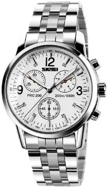 Skmei 9070 (нержавеющая сталь/белый)