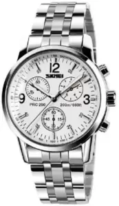 Skmei 9070 (нержавеющая сталь/белый)