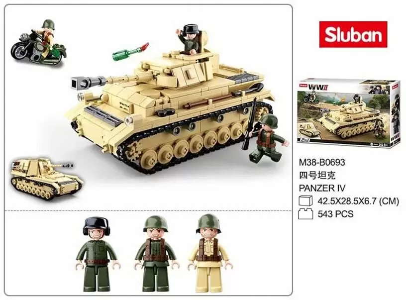 Конструктор Sluban Армия ВОВ Немецкий танк PanzerIV M38-B0693 фото