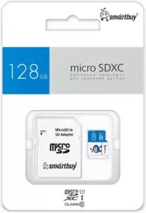 SmartBuy microSDXC SB128GMSDU1BLUE01 128GB (с адаптером)
