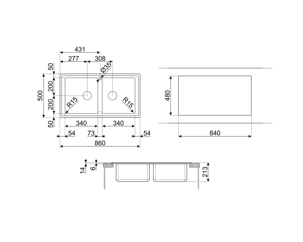 Кухонная мойка Smeg LDR862-2 фото