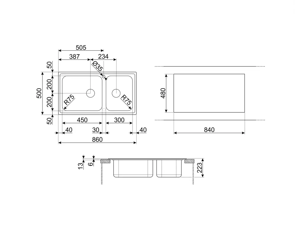 Кухонная мойка Smeg LGR862-2 фото